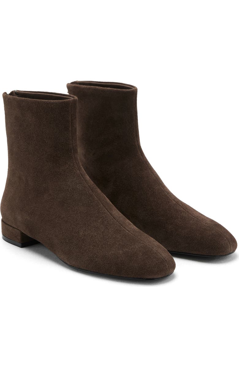 MANGO Round Toe Ankle Bootie, Main, color, Chocolate