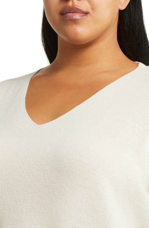 Eileen Fisher Organic Cotton V-neck Sweater In Bone