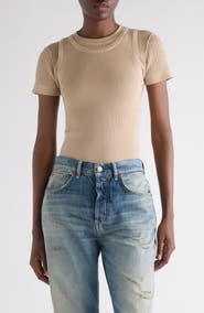 Acne Studios Prelayered Wool Blend Rib Pointelle Knit Sweater