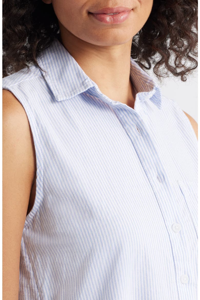 Marina Stripe Sleeveless Cotton Shirtdress, Alternate, color, STUDIO BLUE