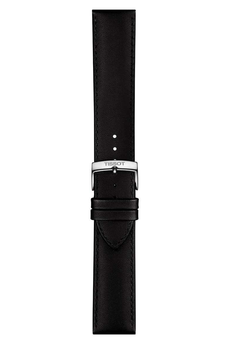 Everytime Leather Strap Watch, 42mm, Alternate, color, BLACK/ SILVER