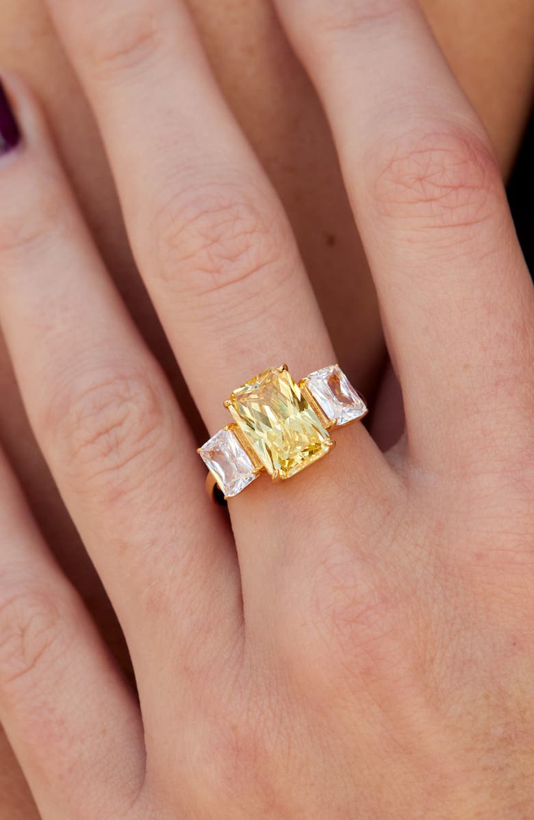 SAVVY CIE JEWELS Bold Radiant CZ Ring, Alternate, color, Yellow