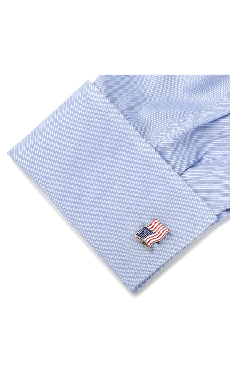 Cufflinks, Inc. Waving American Flag Cuff Links, Alternate, color, Red