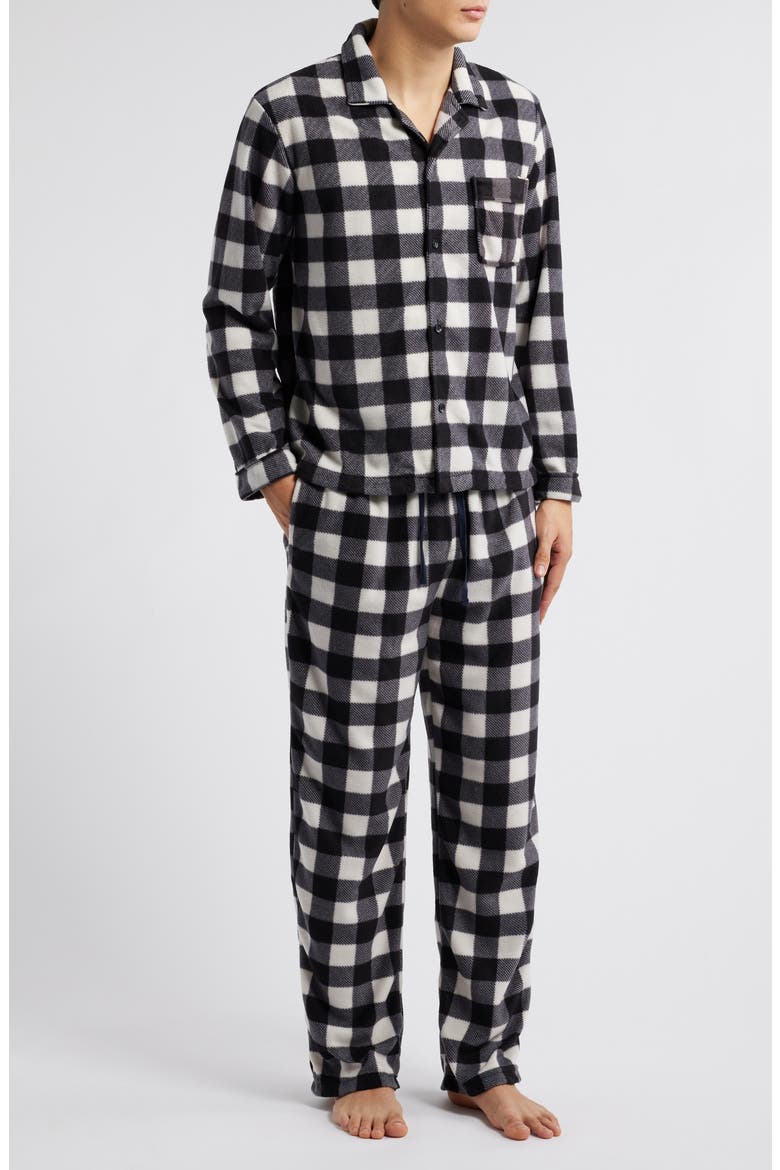Buffalo Check Fleece Pajamas, Main, color, BLACK WHITE BUFFALO CHECK