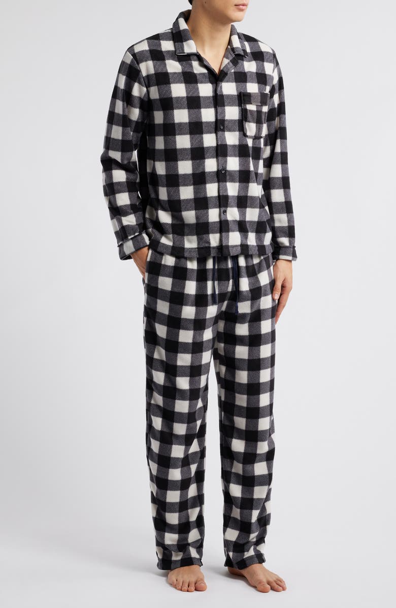 SLEEPHERO Buffalo Check Fleece Pajamas, Main, color, Black White Buffalo Check