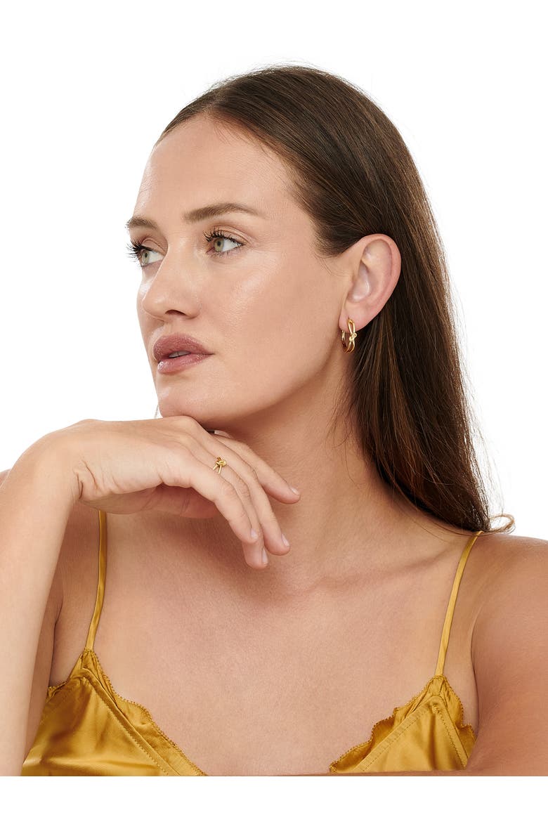 Love Knot Hoop Earrings in Gold Plated Sterling Silver, 23mm, Alternate, color, Yellow Gold