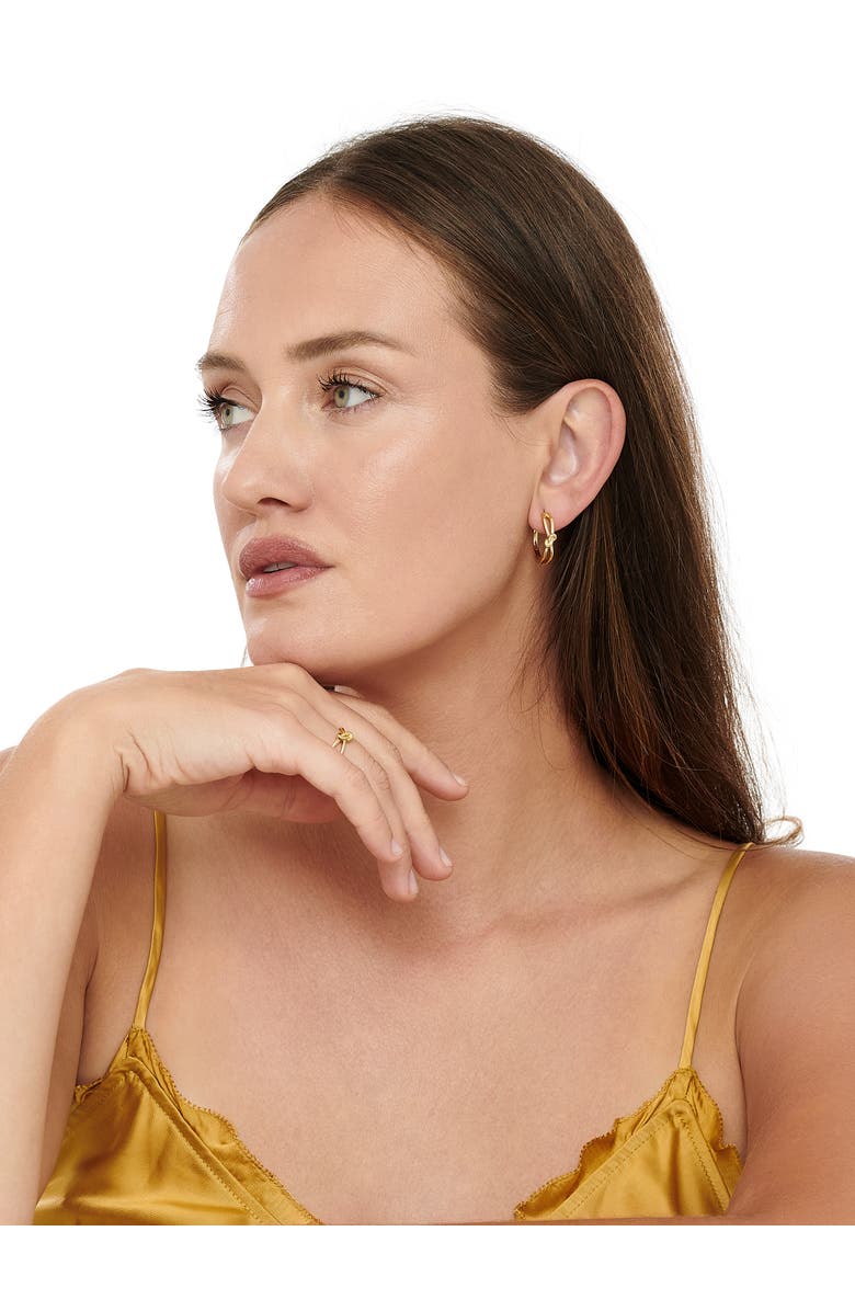 DEVATA Love Knot Hoop Earrings in Gold Plated Sterling Silver, 23mm, Alternate, color, Yellow Gold