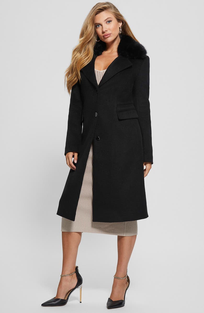 GUESS New Laurence Coat with Detachable Faux Fur Collar, Alternate, color,