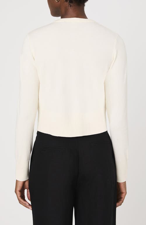 French Connection Crewneck Cardigan Sweater In Porcelin Cream