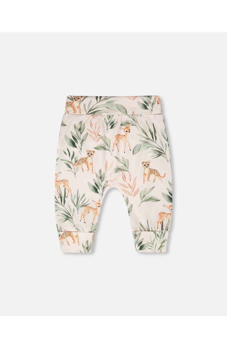 Deux par Deux Organic Cotton Jersey Evolutive Deer Printed Pants, Alternate, color, Peach Deer Print