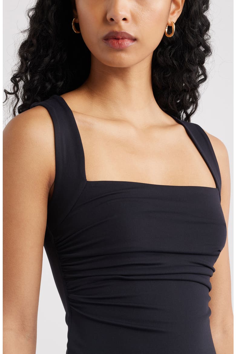 Ruched Square Neck Tank, Alternate, color, BLACK