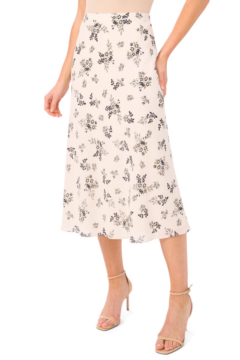 Bias Cut Satin Midi Skirt, Main, color, BUTTERCREAM