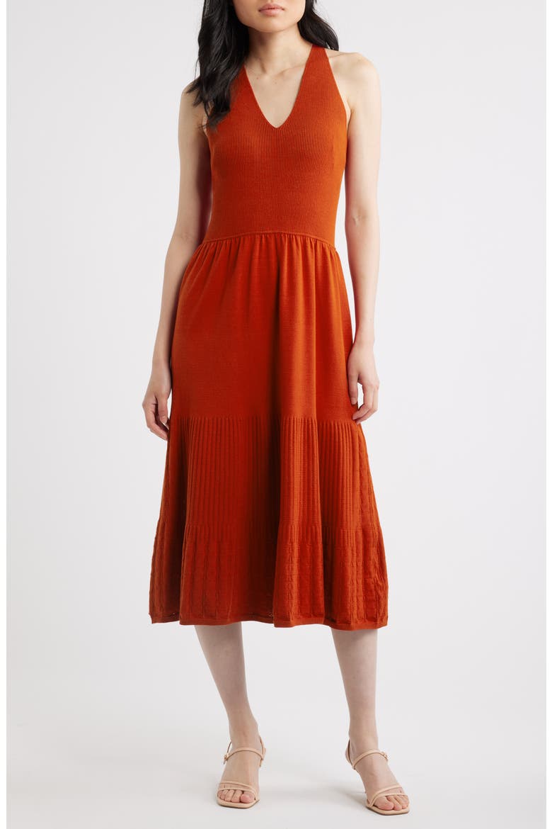 The Hazel Sleeveless Sweater Midi Dress, Main, color, MOROCCAN RED