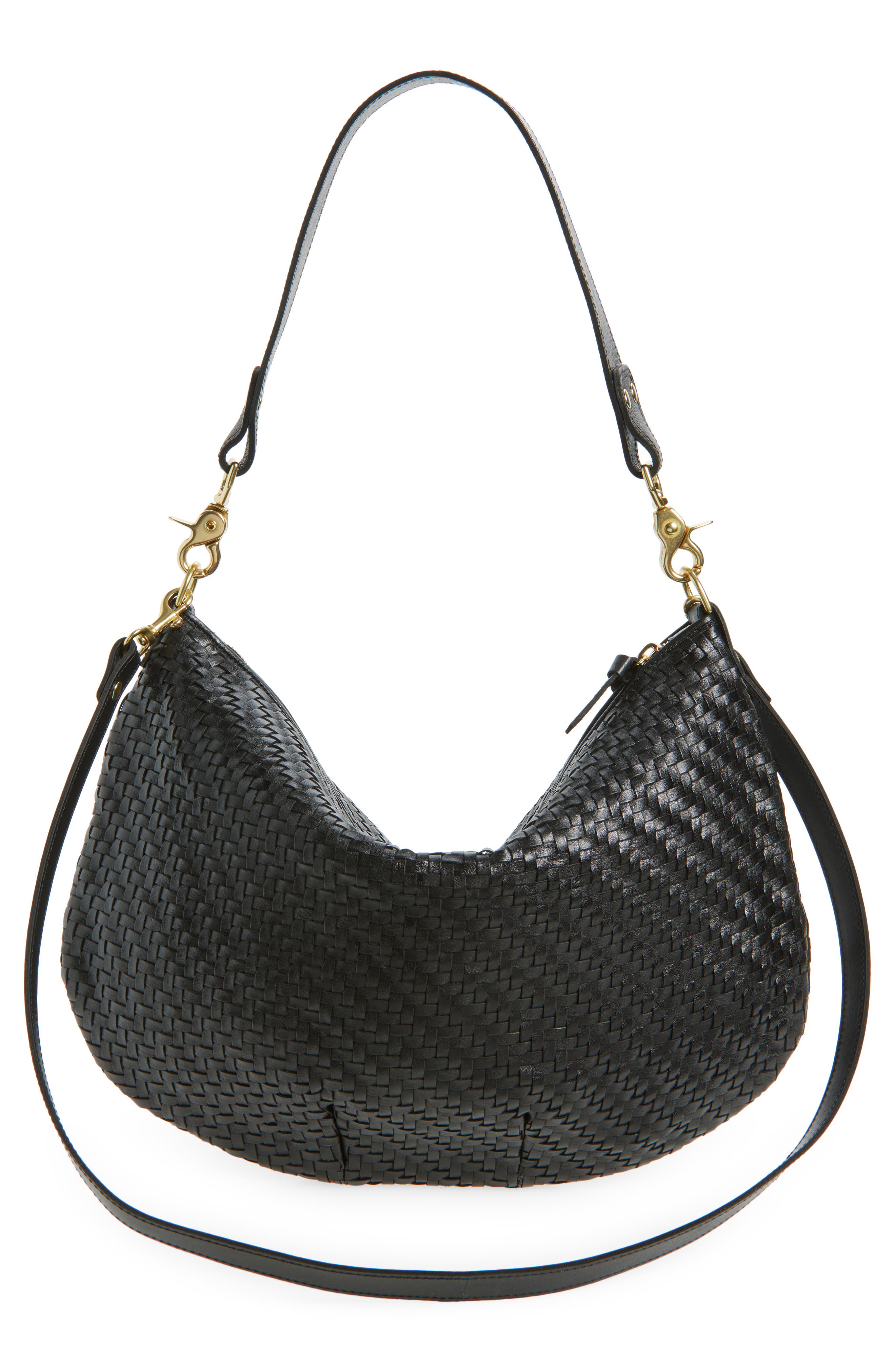 Clare V. Moyen Messenger Crossbody Bag, Alternate, color, Black Woven