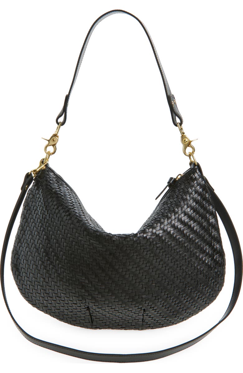 Clare V. Moyen Messenger Crossbody Bag, Alternate, color, Black Woven