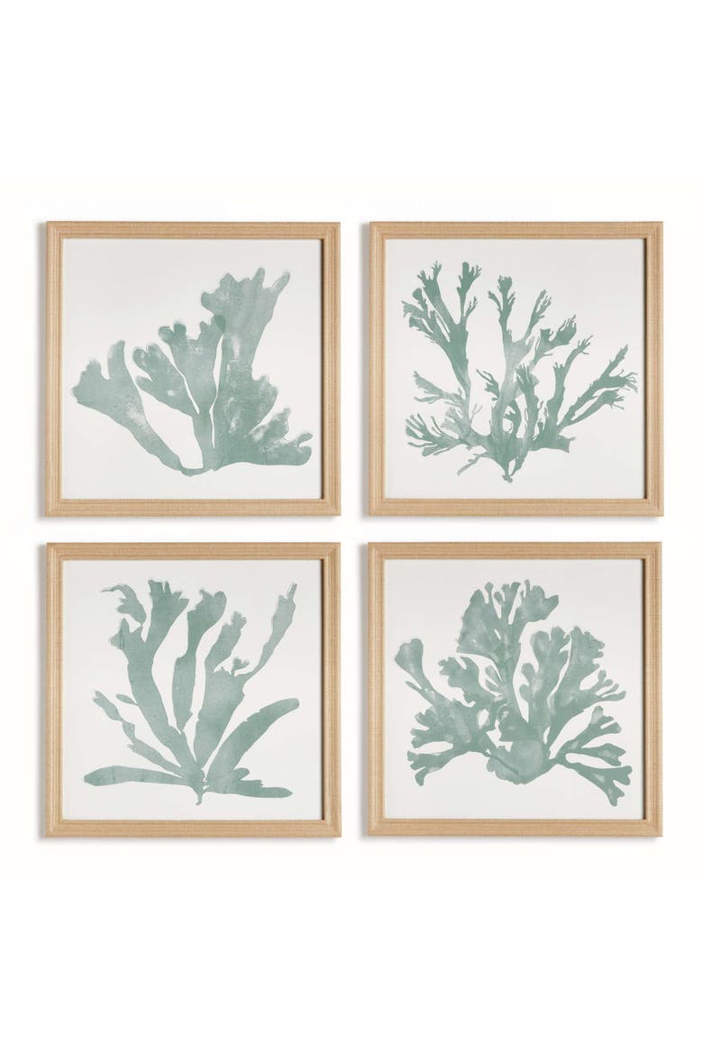 Coral Silhouettes In Soft Green Set Of 4, Main, color, Blue