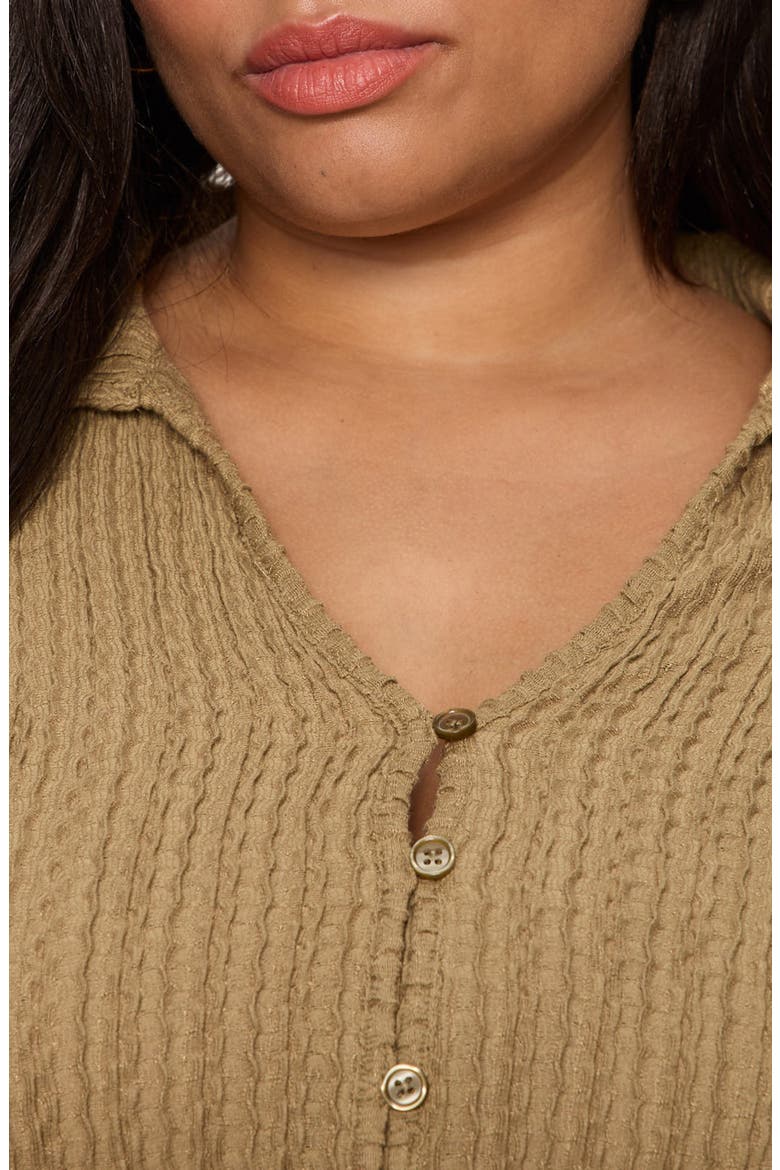 Textured Knit Button-Up Shirt, Alternate, color, COVERT GREEN