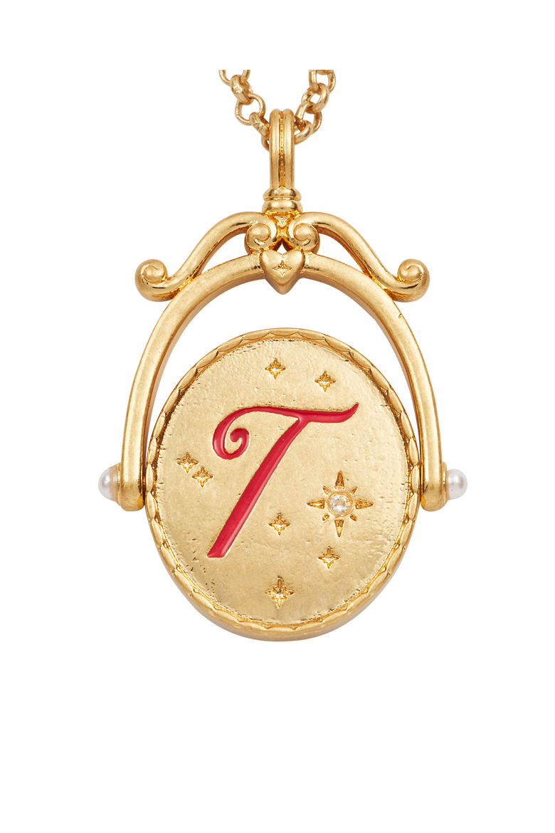 T Initial Tulip Gold Spinner Chain Necklace, Alternate, color, Gold