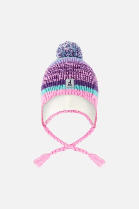 Winter Peruvian Jacquard Fleece-Lined Pompom Knit Hat
