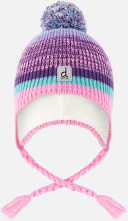 Deux par Deux Winter Peruvian Jacquard Fleece-Lined Pompom Knit Hat