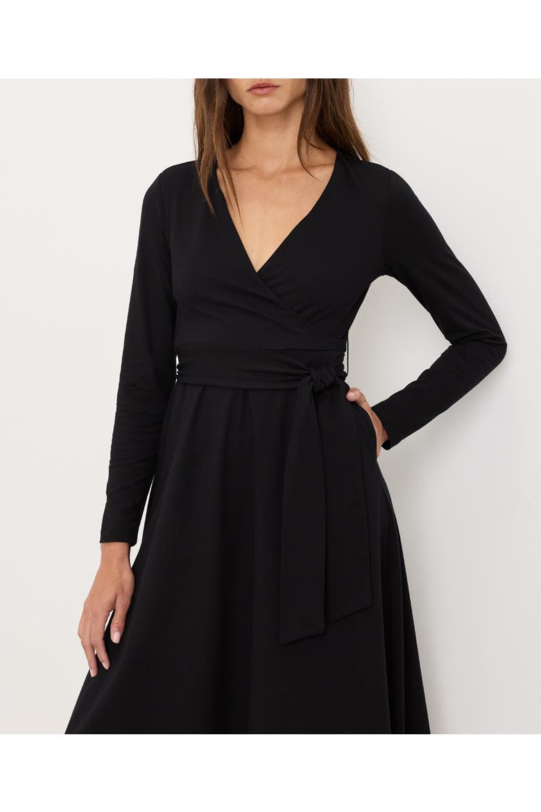 Fit & Flare Wrap Dress Made with Organic Cotton, Alternate, color, Black