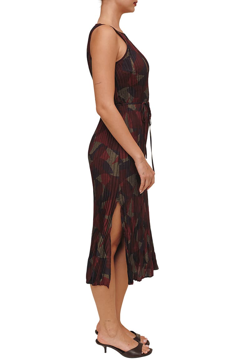 Pleated Halter Midi Dress, Alternate, color, ABSTRACT CAMO PRINT