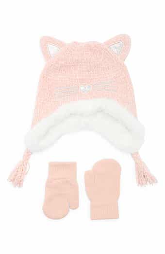 Capelli New York Kids' Chenille Kitty Earflap Beanie & Glove Set