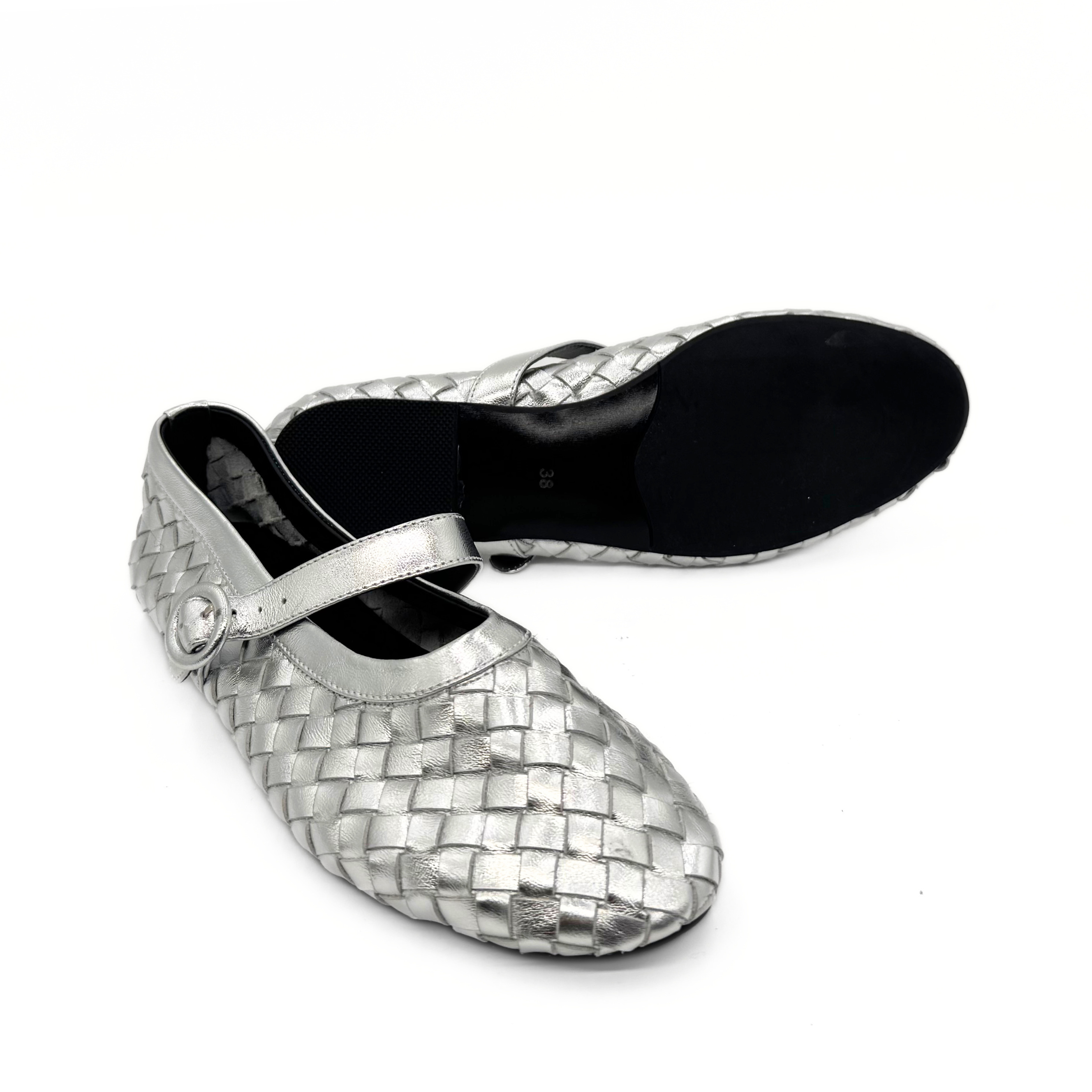 Rena Woven Mary Janes, Alternate, color, Silver