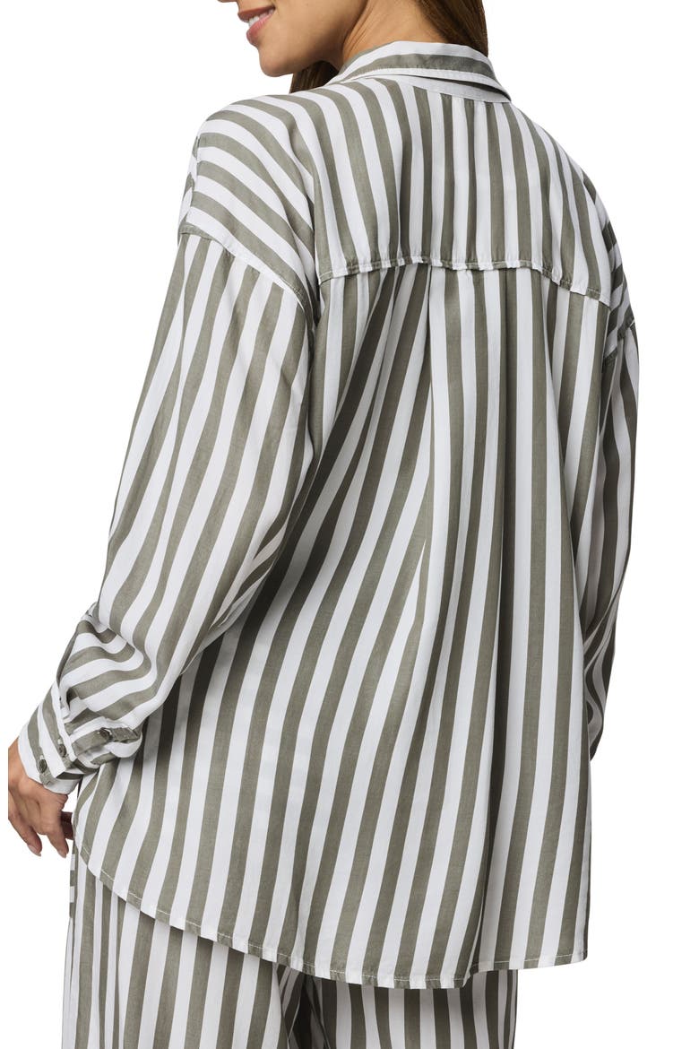 Ella Stripe Button-Up Shirt, Alternate, color, SOFT GREEN/ WHITE