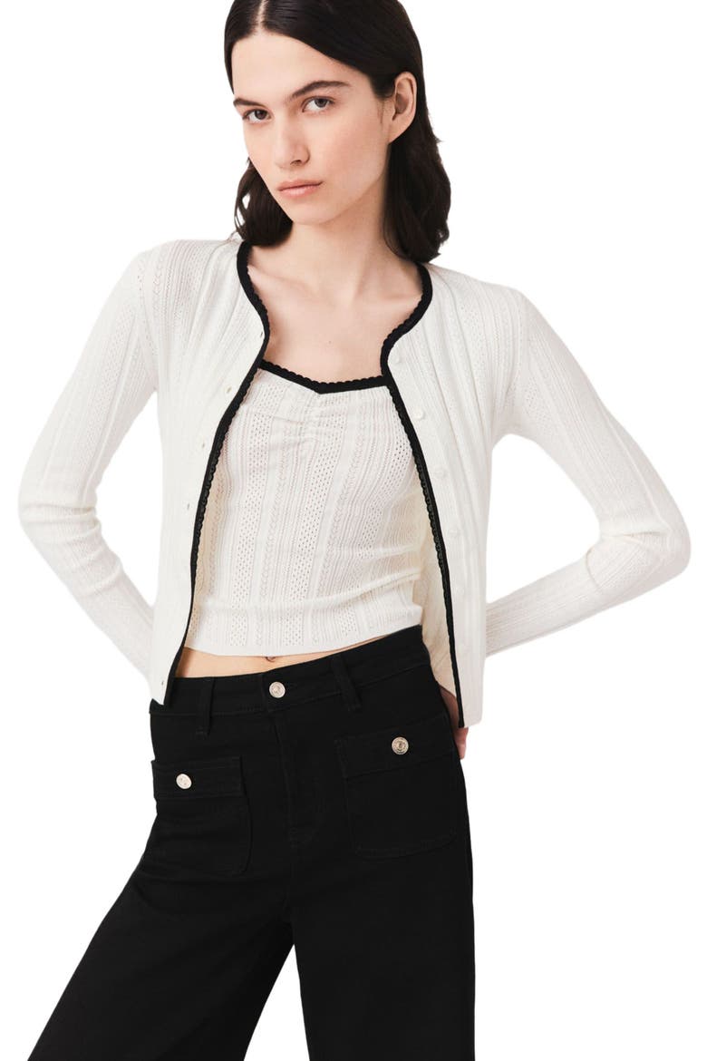 Pointelle knit twinset, Main, color, White