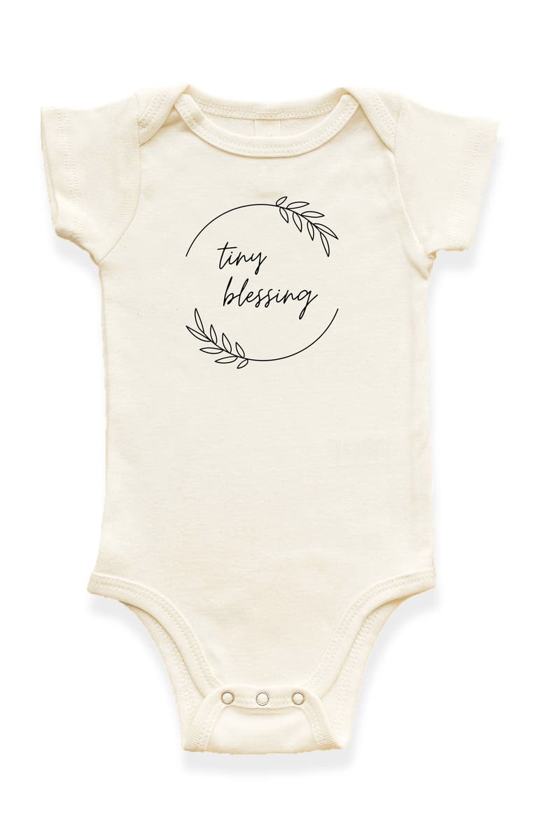 Tiny Blessing Organic Baby Bodysuit, Main, color, Natural Black Lettering
