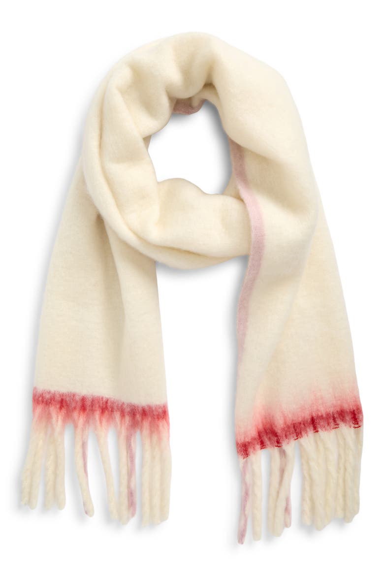 Brushed Fringe Scarf, Main, color, IVORY COMBO