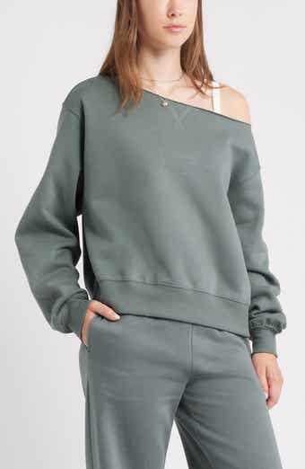 BP. Fleece Detail Off the Shoulder Sweatshirt