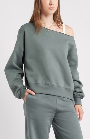 Bp. Fleece Detail Off The Shoulder Sweatshirt