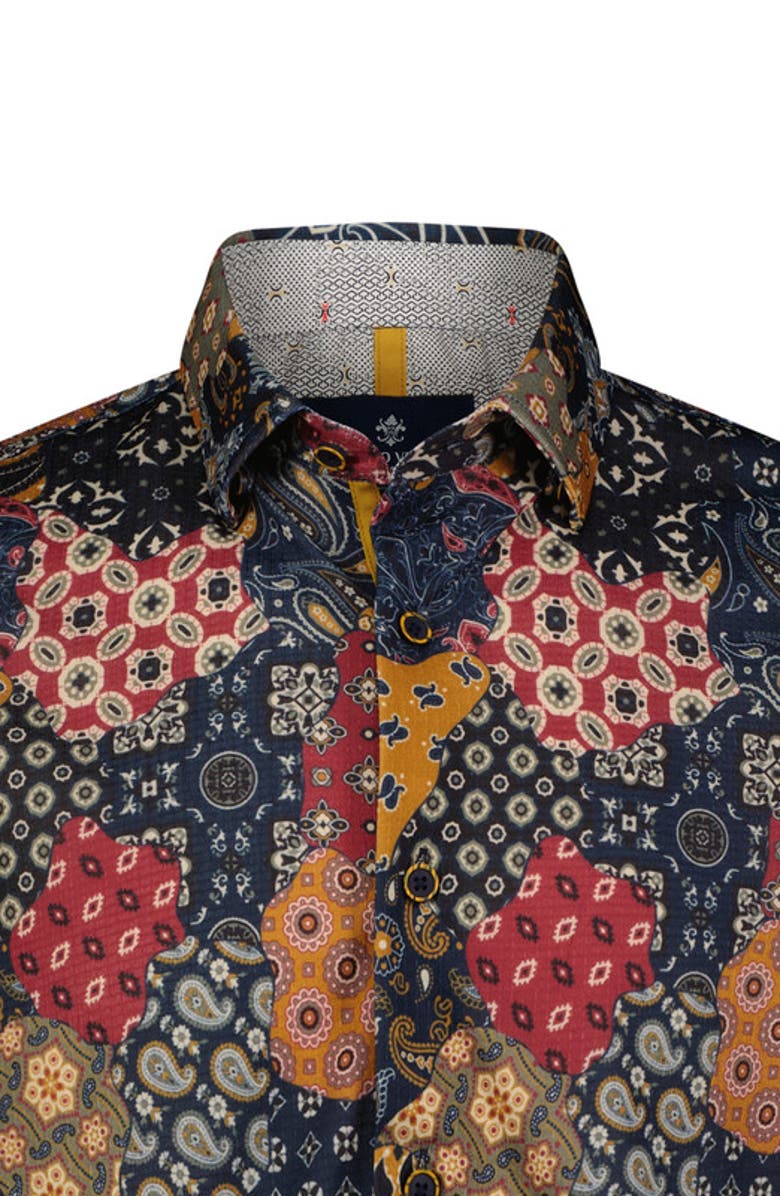 Luchiano Visconti Paisley Print Short Sleeve Shirt, Alternate, color, 