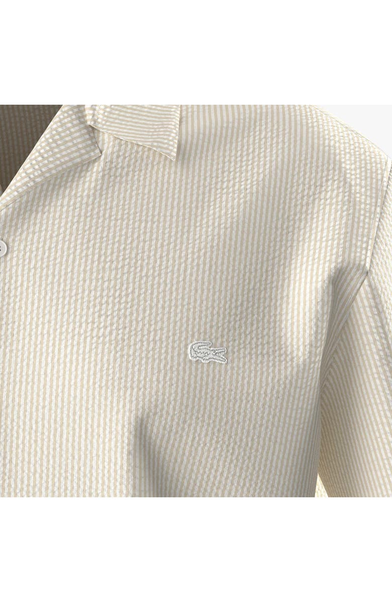 Lacoste Cotton Blend Seersucker Sport Shirt, Alternate, color, Flour/ Naturel Clair