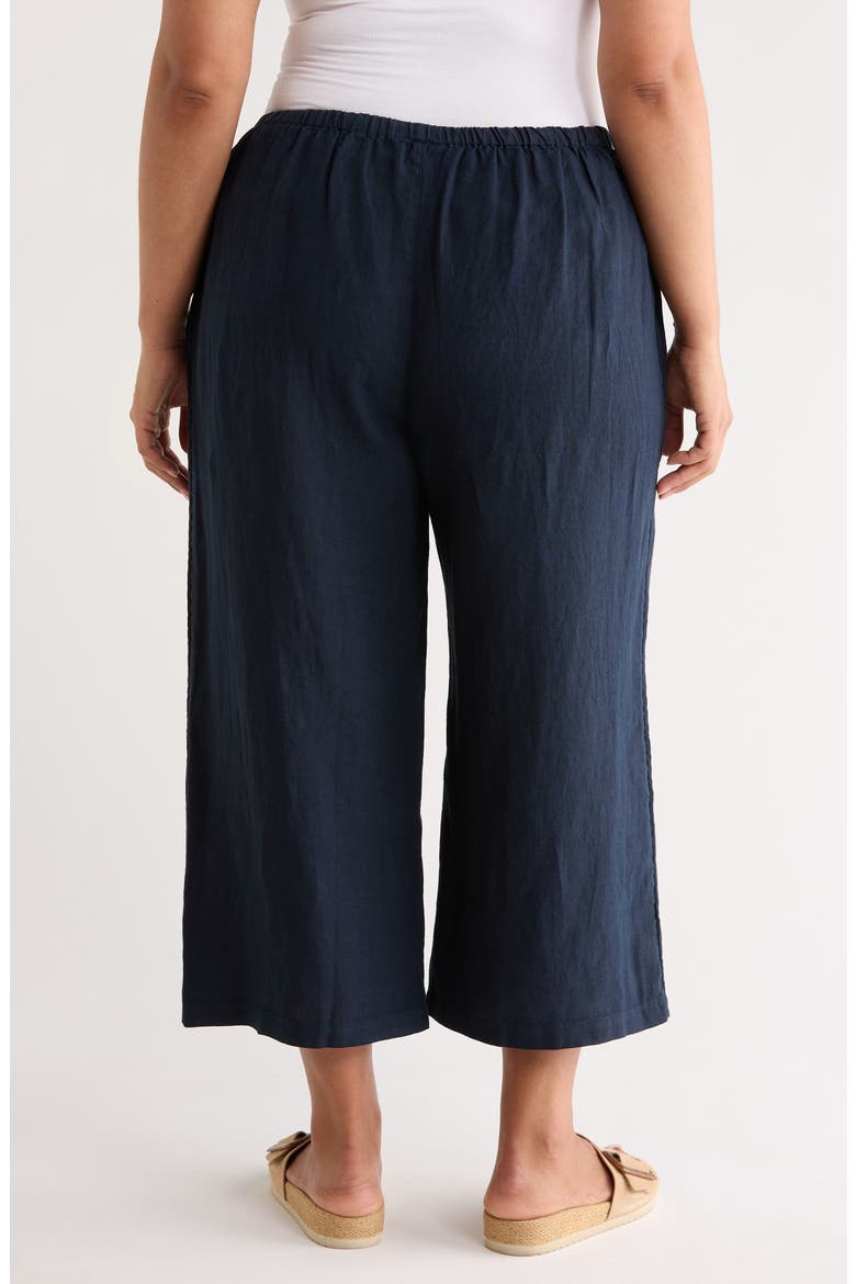 Wide Leg Crop Linen Pants, Alternate, color, NAVY STILL