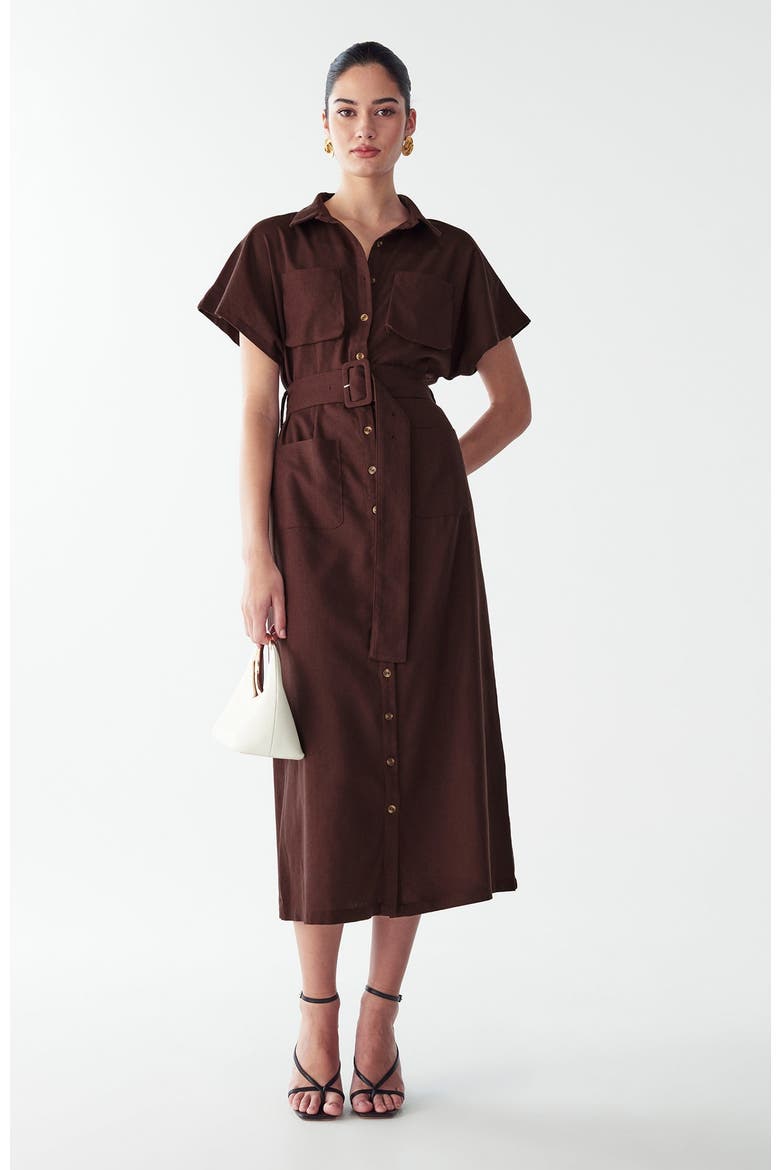 Zel Midi Dress, Main, color, Chocolate