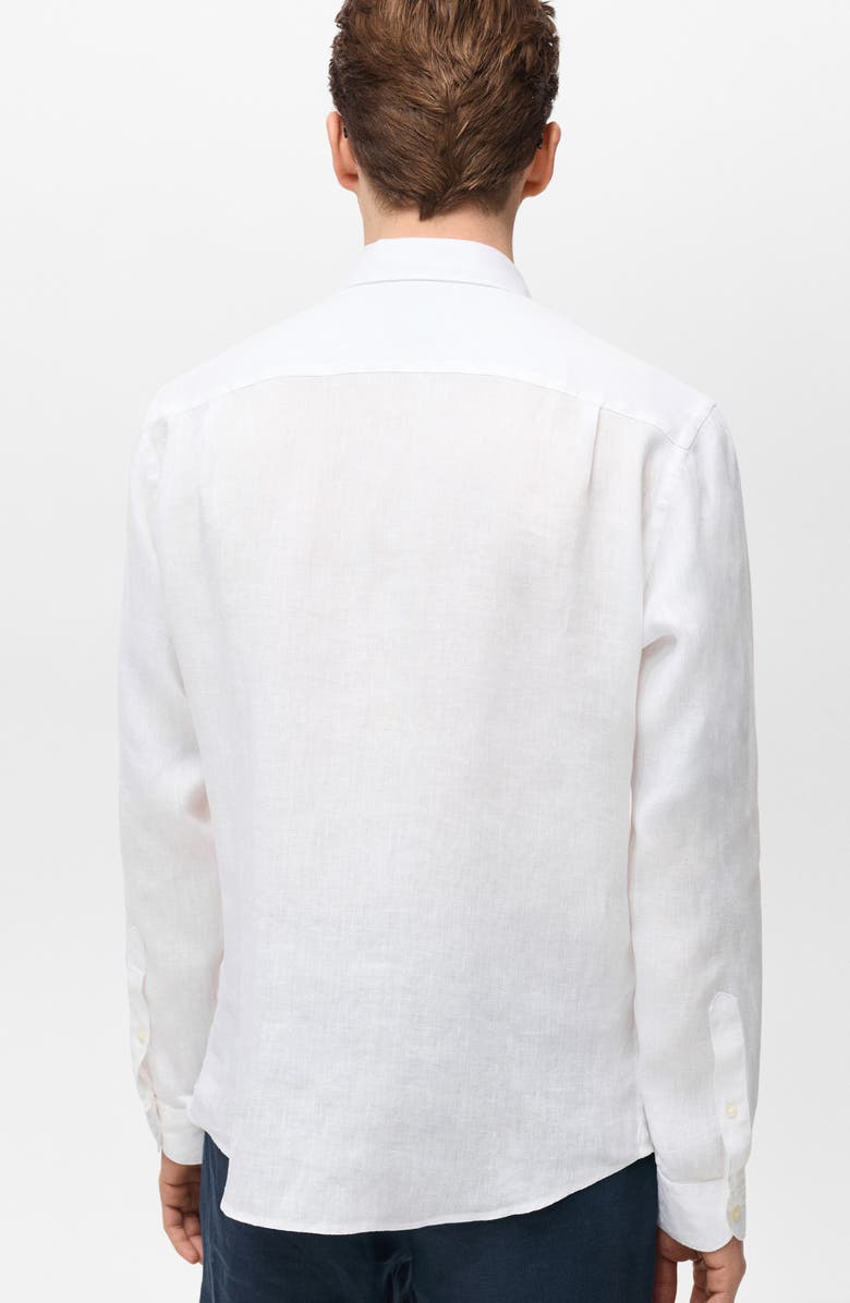 MANGO Regular Fit Linen Button-Up Shirt, Alternate, color, White