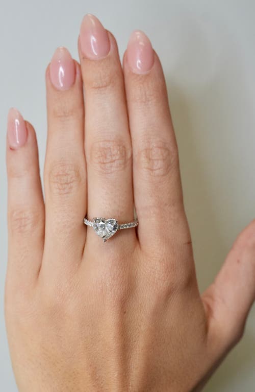 Hautecarat 18k White Gold Heart Shaped Lab Created Diamond Engagement Ring In 18k White Gold