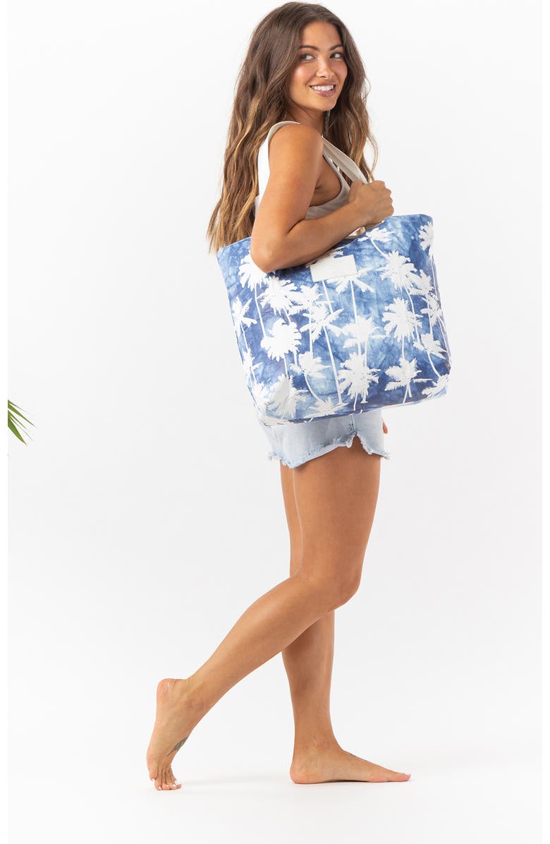 Aloha Collection Day Tripper Coco Palms Water Resistant Tote, Alternate, color, Indigo