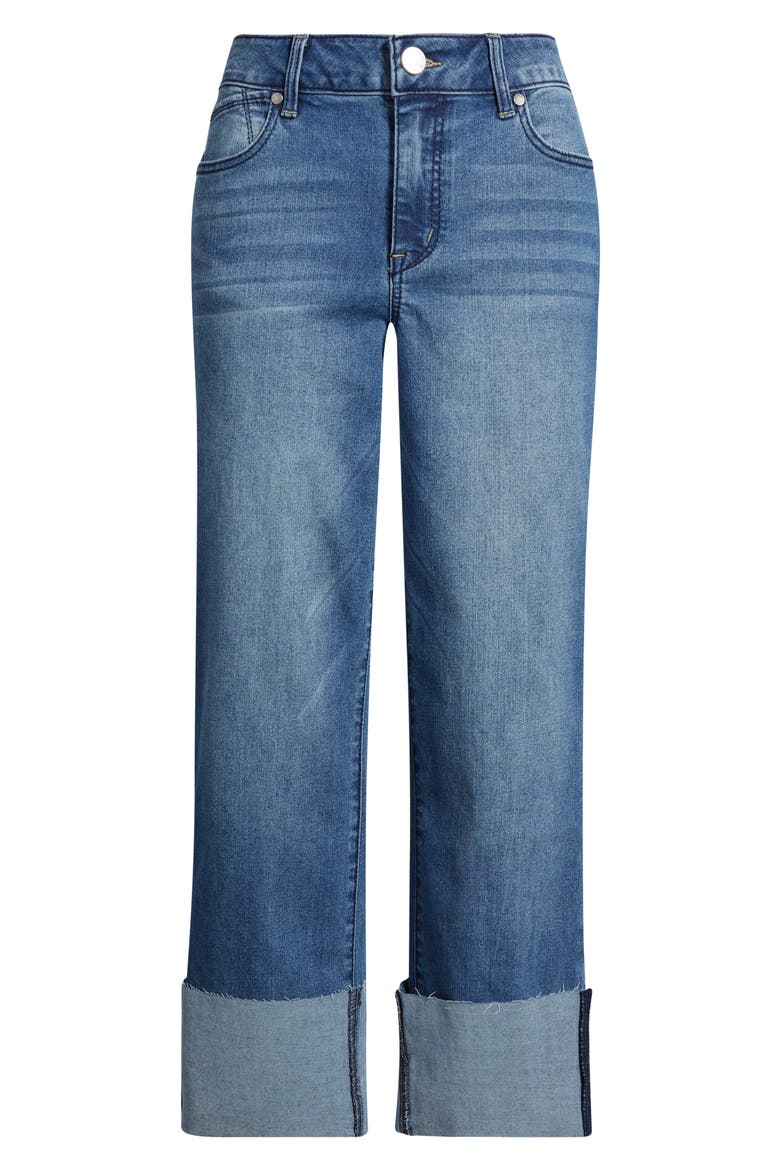 High Waist Cuff Straight Leg Jeans, Alternate, color, PAOLA