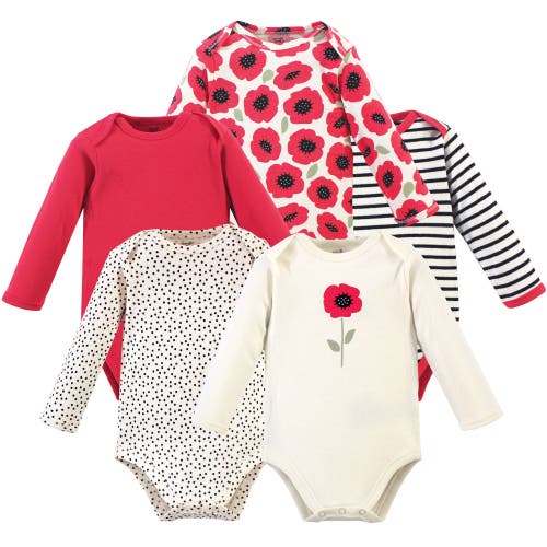 Touched By Nature Little Soft Organic Cotton Long-sleeve One-piece Essentials In Red
