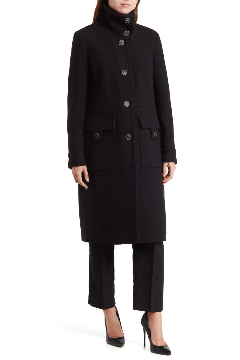 Almedia Wool Blend Twill Coat, Main, color, BLACK