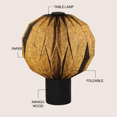 Jonathan Y Quincy 11" Modern Minimalist Paper Pleated Orb Accent Led Table Lamp In Black