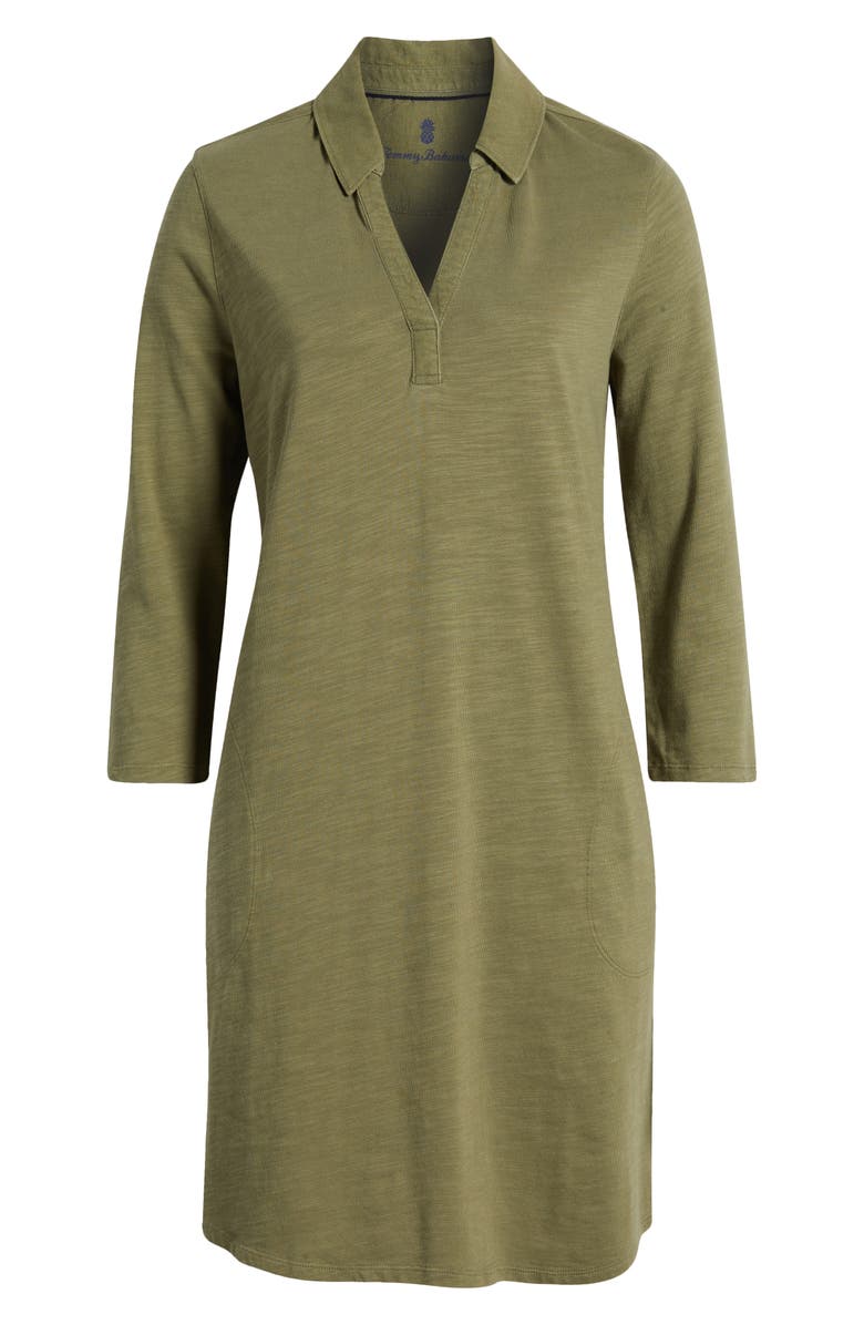 Tommy Bahama Ashby Isles Long Sleeve Cotton Jersey Polo Dress, Alternate, color, Tea Leaf