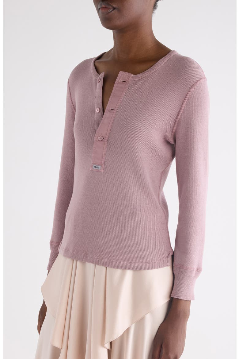 Rib Organic Cotton Henley, Alternate, color, BLUSHY PURPLE