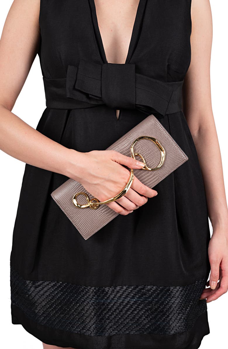 Alexis Bittar Twisted Side Handle Leather Clutch, Alternate, color,