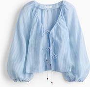 H&M Linen-blend Tie-front Blouse