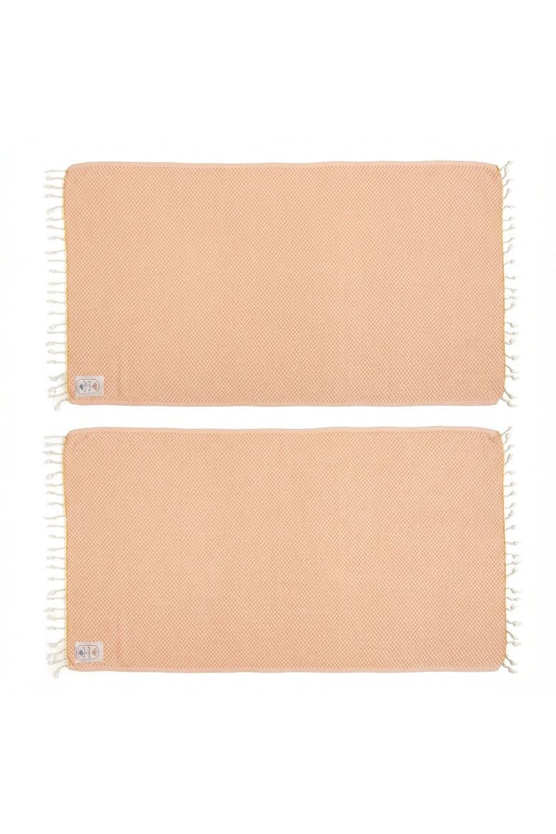Baklan Fringed Yarn Dyed 100% Cotton Peshtemal Set Of 2, Main, color, Yellow
